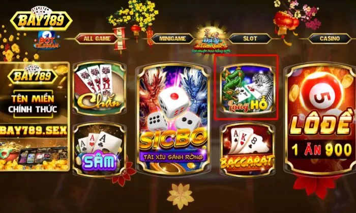 Rồng hổ là gì Người chơi nhấn chọn Long hổ ngay tại giao diện cổng game Bay789